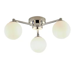 Wohnzimmerlampen|Glaslampen*Searchlight Deckenlampe 3-flammig Chrom Weiß G9 Metall Jugendstil