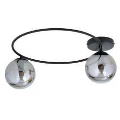 Emibig Deckenlampe 2-flammig rund Ø 47 cm Rauchglas Metall< Deckenleuchten|Flurlampen