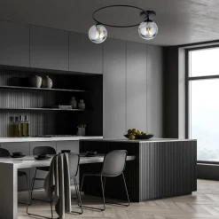 Emibig Deckenlampe 2-flammig rund Ø 47 cm Rauchglas Metall< Deckenleuchten|Flurlampen