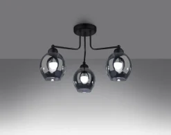 Sollux Deckenlampe 3-flammig Schwarz Rauchglas E27 Modern< Deckenleuchten|Moderne Lampen