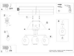 Sollux Deckenlampe 3-flammig Schwarz Rauchglas E27 Modern< Deckenleuchten|Moderne Lampen
