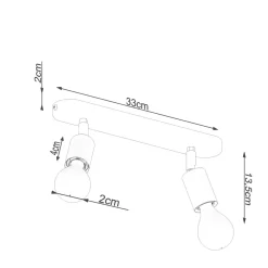 Sollux Deckenlampe 2-flammig Schwarz Metall 33 cm lang E27< Wohnzimmerlampen|Küchenlampen