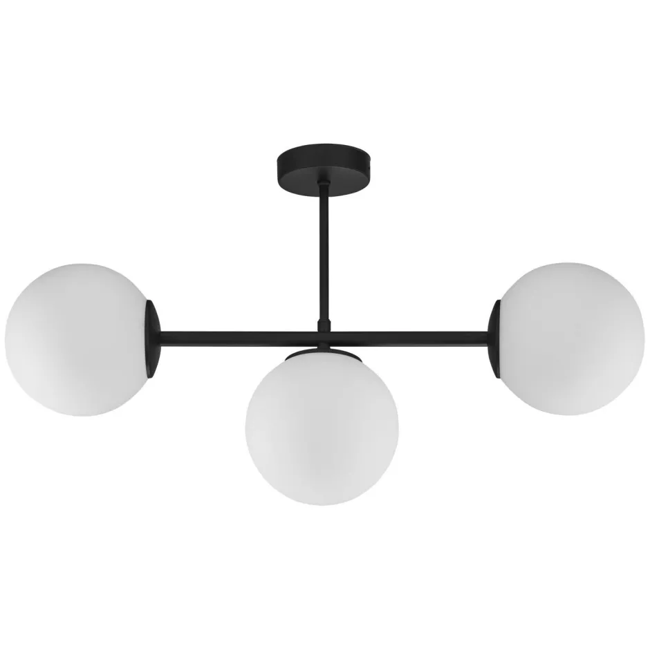 TK Lighting Deckenlampe 3-flammig Schwarz Weiß Glas Metall< Deckenleuchten|Bürolampen