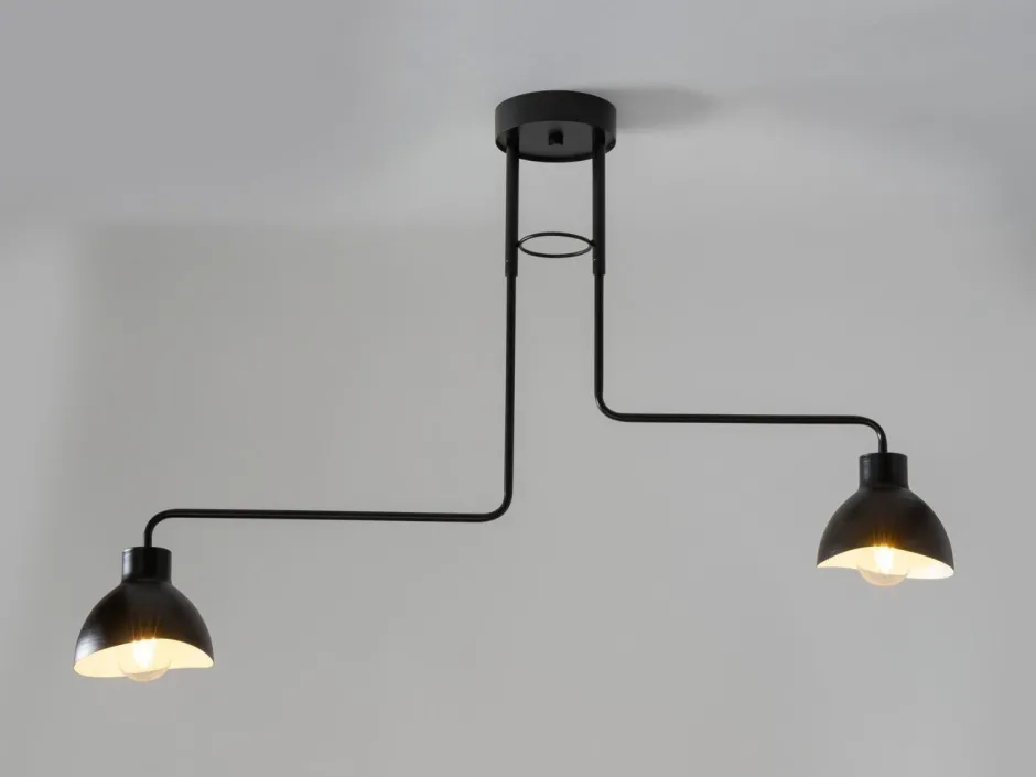 Deckenleuchten|Moderne Lampen*Sigma Deckenlampe 2-flammig Weiß Schwarz E27 L:93 cm länglich