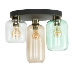 Glaslampen|Jugendstil Lampen*TK Lighting Deckenlampe Glas 3-flammig farbig Ø 44 cm elegant