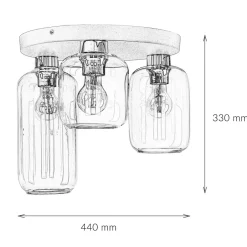 Glaslampen|Jugendstil Lampen*TK Lighting Deckenlampe Glas 3-flammig farbig Ø 44 cm elegant