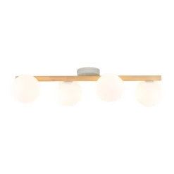 Deckenleuchten|Flurlampen*TK Lighting Deckenlampe Glas Holz Metall 65 cm lang 4-flammig G9