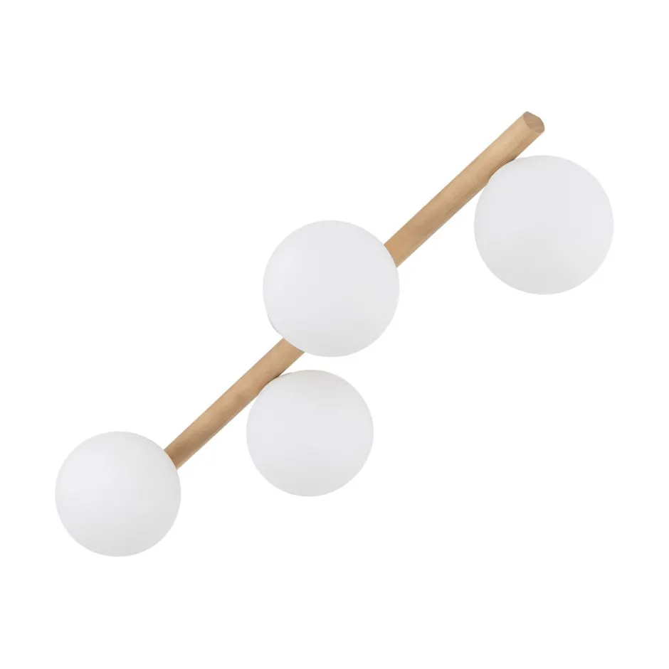 Deckenleuchten|Flurlampen*TK Lighting Deckenlampe Glas Holz Metall 65 cm lang 4-flammig G9