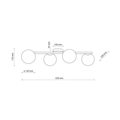Deckenleuchten|Flurlampen*TK Lighting Deckenlampe Glas Holz Metall 65 cm lang 4-flammig G9