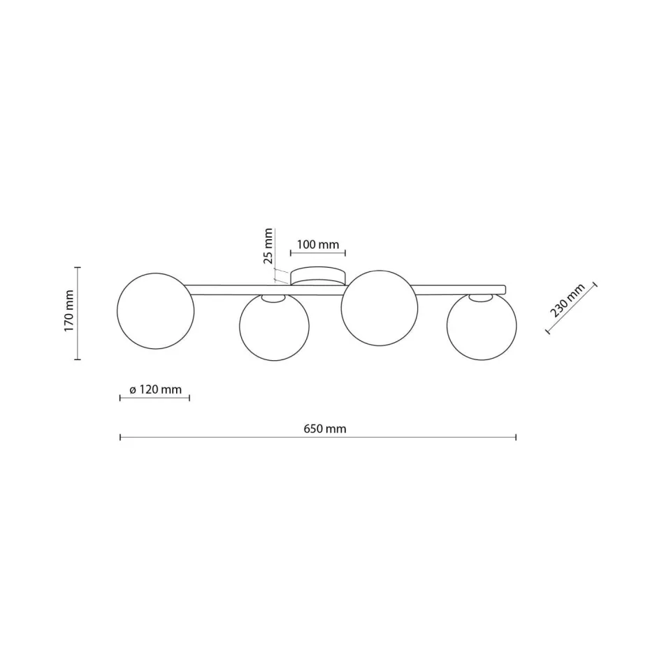 Deckenleuchten|Flurlampen*TK Lighting Deckenlampe Glas Holz Metall 65 cm lang 4-flammig G9