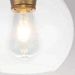 Elstead Deckenlampe Glas Kugel Schirm Ø 21,6 cm in Messing brüniert< Flurlampen|Bürolampen