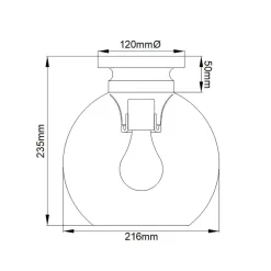 Elstead Deckenlampe Glas Kugel Schirm Ø 21,6 cm in Messing brüniert< Flurlampen|Bürolampen