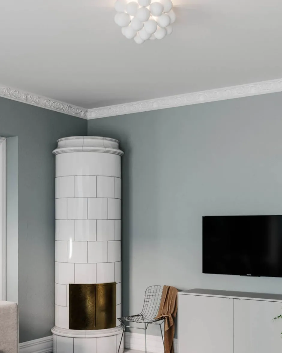 Deckenleuchten|Flurlampen*By Rydéns Deckenlampe Glas Metall 50 cm breit Weiß matt G9 Modern