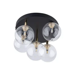 TK Lighting Deckenlampe Glas Metall Ø 35 cm klein Schwarz Gold 5x G9< Deckenleuchten|Badezimmer Lampe