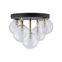 TK Lighting Deckenlampe Glas Metall Ø 35 cm klein Schwarz Gold 5x G9< Deckenleuchten|Badezimmer Lampe