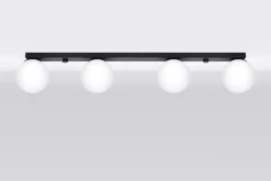 Sollux Deckenlampe Glas Metall 88 cm lang Weiß Schwarz 4x G9< Deckenleuchten|Flurlampen