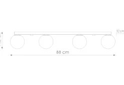 Sollux Deckenlampe Glas Metall 88 cm lang Weiß Schwarz 4x G9< Deckenleuchten|Flurlampen