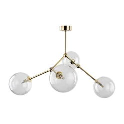 TK Lighting Deckenlampe Glas Metall 74 cm lang in Gold 4x G9 VINZA< Deckenleuchten|Badezimmer Lampe