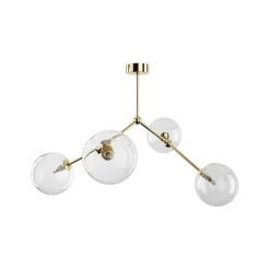 TK Lighting Deckenlampe Glas Metall 74 cm lang in Gold 4x G9 VINZA< Deckenleuchten|Badezimmer Lampe