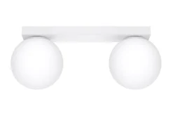 Wohnzimmerlampen|Glaslampen*Sollux Deckenlampe Glas Metall 34,5 cm 2x G9 Weiß Kugelschirme