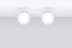 Wohnzimmerlampen|Glaslampen*Sollux Deckenlampe Glas Metall 34,5 cm 2x G9 Weiß Kugelschirme