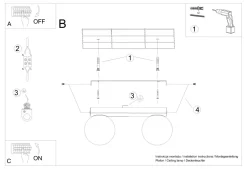 Wohnzimmerlampen|Glaslampen*Sollux Deckenlampe Glas Metall 34,5 cm 2x G9 Weiß Kugelschirme