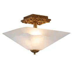 Elstead Deckenlampe Glas Metall B: 36,8 cm 2x E27 in Gold antik Weiß< Deckenleuchten|Flurlampen