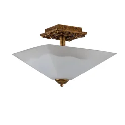 Elstead Deckenlampe Glas Metall B: 36,8 cm 2x E27 in Gold antik Weiß< Deckenleuchten|Flurlampen