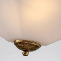 Elstead Deckenlampe Glas Metall B: 36,8 cm 2x E27 in Gold antik Weiß< Deckenleuchten|Flurlampen