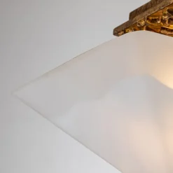 Elstead Deckenlampe Glas Metall B: 36,8 cm 2x E27 in Gold antik Weiß< Deckenleuchten|Flurlampen