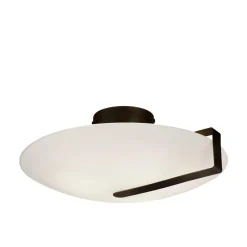 Searchlight Deckenlampe Glas Metall E27 Ø40,5 cm rund Schwarz Weiß< Flurlampen|Wohnzimmerlampen