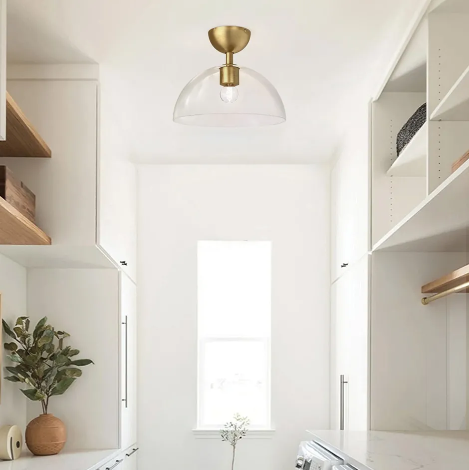 Deckenleuchten|Flurlampen*Elstead Deckenlampe Glas Metall E27 Ø 30,5 cm in Gold gebürstet