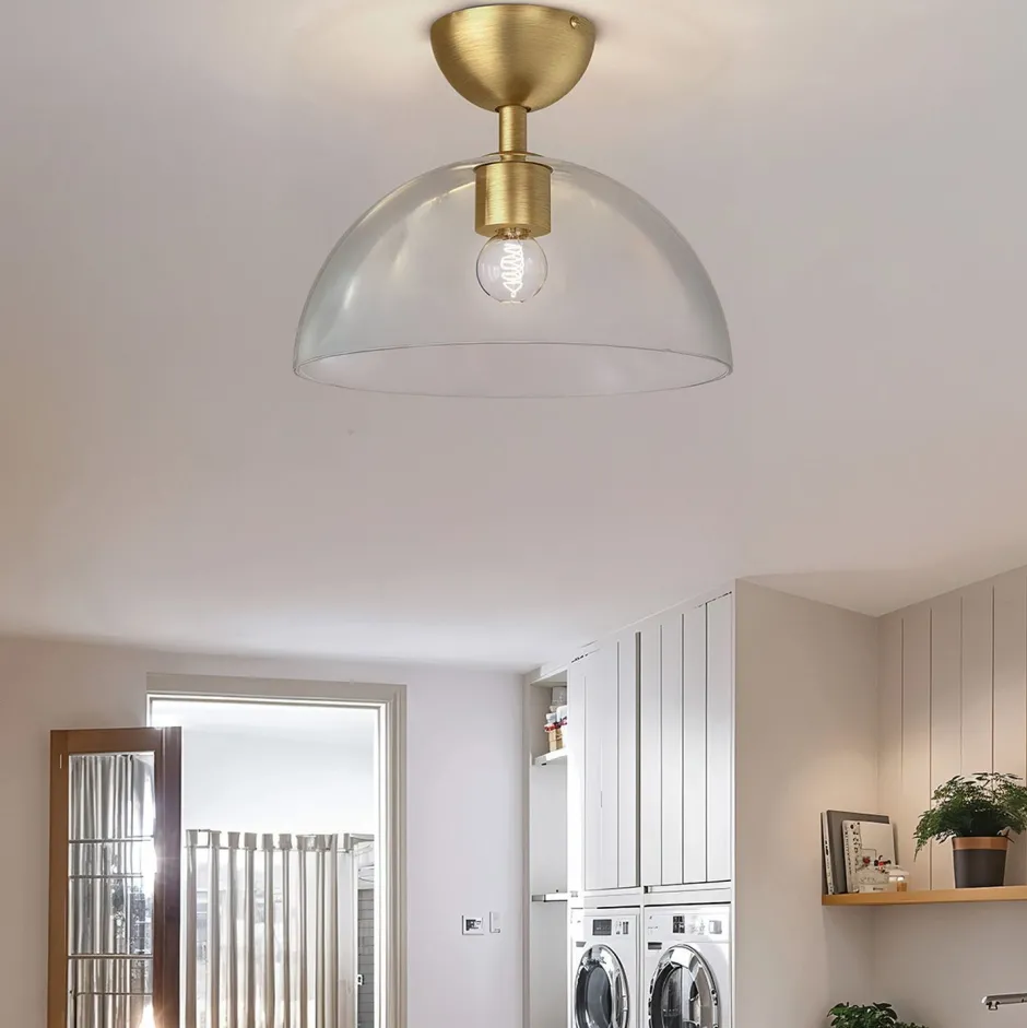 Deckenleuchten|Flurlampen*Elstead Deckenlampe Glas Metall E27 Ø 30,5 cm in Gold gebürstet