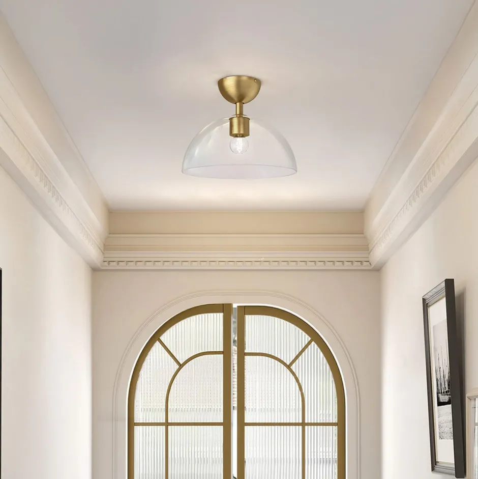 Deckenleuchten|Flurlampen*Elstead Deckenlampe Glas Metall E27 Ø 30,5 cm in Gold gebürstet