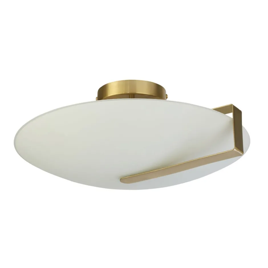 Flurlampen|Wohnzimmerlampen*Searchlight Deckenlampe Glas Metall E27 Ø40,5 cm rund in Gold Weiß