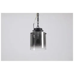Searchlight Deckenlampe Glas Metall in Schwarz Rauchgrau B:22 cm< Deckenleuchten|Flurlampen