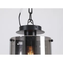 Searchlight Deckenlampe Glas Metall in Schwarz Rauchgrau B:22 cm< Deckenleuchten|Flurlampen