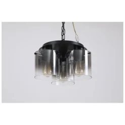 Searchlight Deckenlampe Glas Metall in Schwarz Rauchgrau 3-flammig< Flurlampen|Wohnzimmerlampen