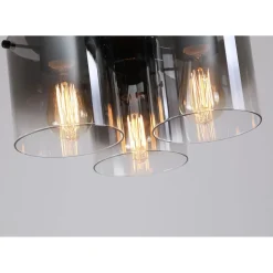 Searchlight Deckenlampe Glas Metall in Schwarz Rauchgrau 3-flammig< Flurlampen|Wohnzimmerlampen