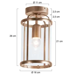Steinhauer Deckenlampe Glas Metall in Bronze Ø16 cm E27 Klassisch< Deckenleuchten|Badezimmer Lampe
