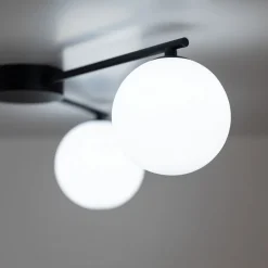 TK Lighting Deckenlampe Glas Metall L: 56,5 cm G9 Schwarz Weiß 3-flammig< Deckenleuchten|Badezimmer Lampe