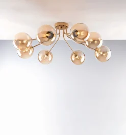 Wohnzimmerlampen|Glaslampen*Eco-Light Deckenlampe Glas Metall Messing Champagner L:88 cm G9