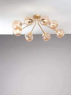 Wohnzimmerlampen|Glaslampen*Eco-Light Deckenlampe Glas Metall Messing Champagner L:88 cm G9