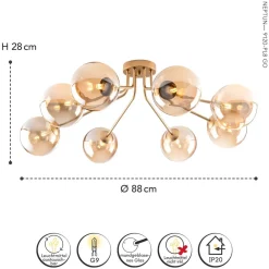 Wohnzimmerlampen|Glaslampen*Eco-Light Deckenlampe Glas Metall Messing Champagner L:88 cm G9