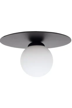 Belis Deckenlampe Glas Metall Schwarz E27 Ø20 cm blendarm< Flurlampen|Bürolampen