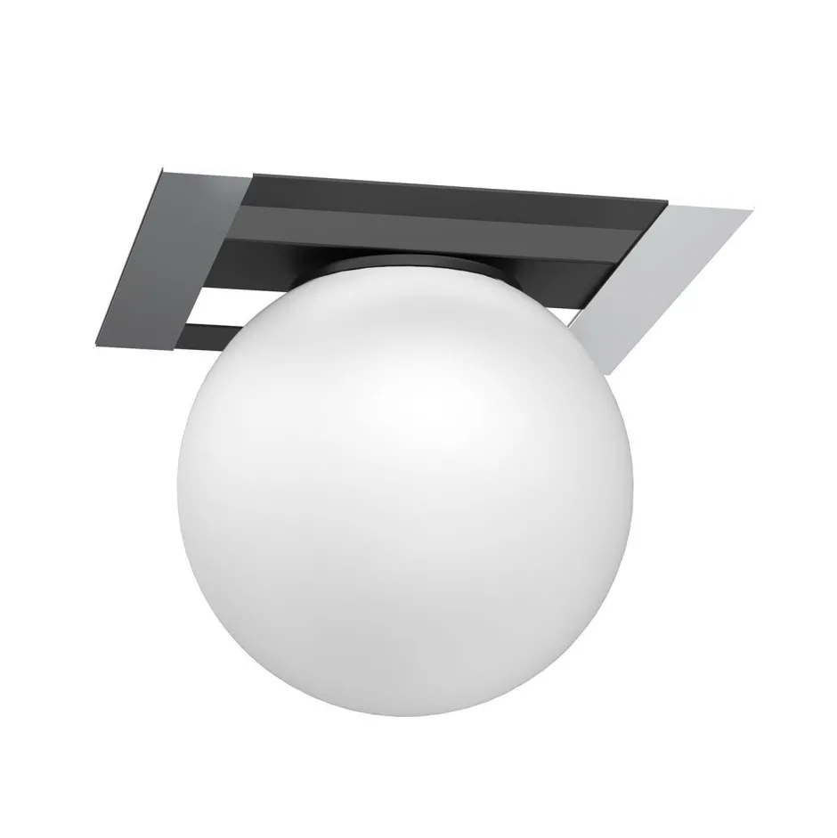 Luminex Deckenlampe Glas Metall Schwarz Weiß Chrom E27 Kugel< Deckenleuchten|Badezimmer Lampe