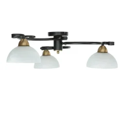 Glaslampen|Metall Lampen*Luminex Deckenlampe Glas Metall Schwarz Weiß Messing 3-flammig