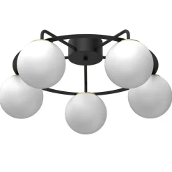 Deckenleuchten|Badezimmer Lampe*Luminex Deckenlampe Glas Metall Schwarz Weiß Gold E27 5-flammig