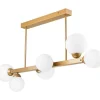 Lamkur Deckenlampe Glas Metall Weiß Gold 82 cm lang 6-flammig G9< Deckenleuchten|Bürolampen