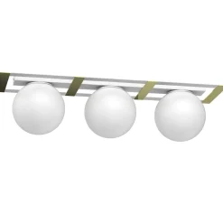 Luminex Deckenlampe Glaskugeln Metall in Weiß Gold E27 L:70 cm< Deckenleuchten|Badezimmer Lampe